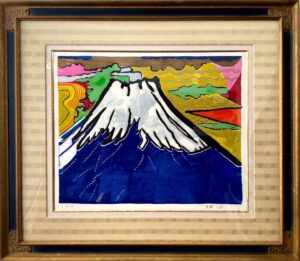 片岡球子、【青富士】、希少な額装用画集より、新品額装付 片岡球子、【富士】、希少な額装用画集より、新品額装付、状態